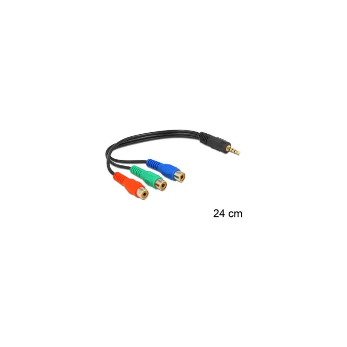 DeLock Videokabel - Component Video - RCA x 3 0.24m Black — image 1