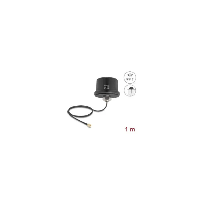 Delock WiFi 7 Antenne RP-SMA Stecker 3.1 - 3.5 dBi omnidirektional mit Anschlusskabel ULA100 1 m Dachmontage outdoor ... — image 1