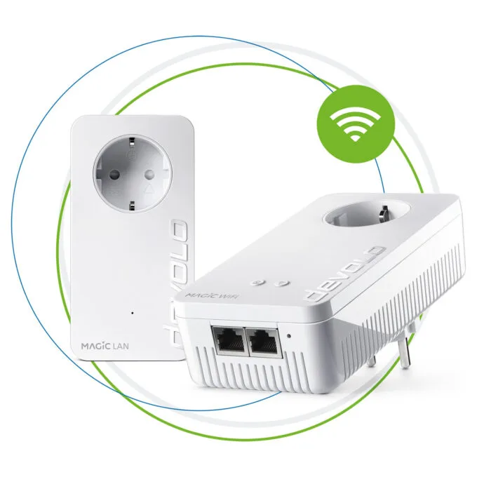 devolo Magic 2 WiFi next Powerline Starter Kit 1x devolo Magic 2 WiFi next Adapter. 1x devolo Magic 2 LAN Adapter — image 1