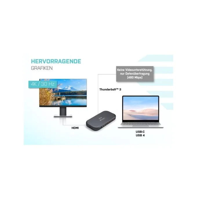 DI-TEC TB 3 Dual 4K Docking - TB 3 - Black Aluminum, 85W PD, USB-C/USB-A, HDMI/DP, Ethernet — image 8