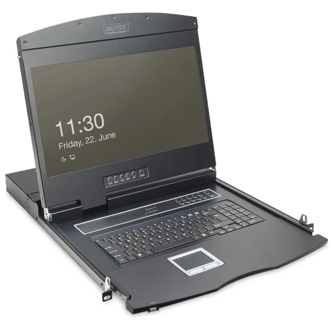 Digitus 19-inch TFT KVM Console with Touchpad - 8-Port Cat5 - German Keyboard - Black — image 1