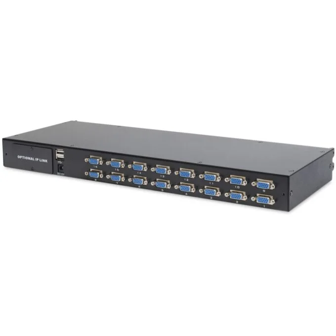 DIGITUS 19" KVM Console TFT - 1U, 16-Port VGA, Black German QWERTZ Keyboard — image 6