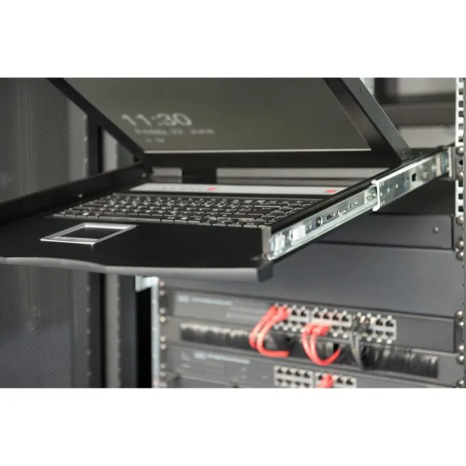 DIGITUS 19" KVM Console TFT - 1U, 16-Port VGA, Black German QWERTZ Keyboard — image 1