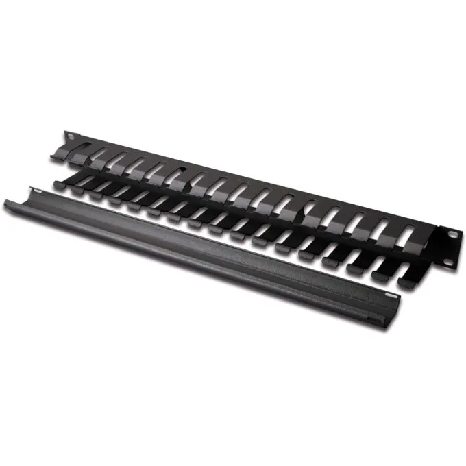 DIGITUS 1U Cable Management Panel with Detachable Back Panel - Black - 19" Rack Mount — image 3