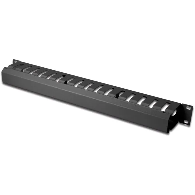 DIGITUS 1U Cable Management Panel with Detachable Back Panel - Black - 19" Rack Mount — image 1