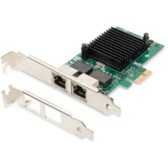 Digitus 2-Port Gigabit Ethernet PCIe Card - Intel 82575EB, Internal, 2x RJ-45, 1 Gbps