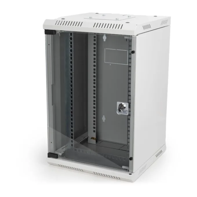DIGITUS 254 mm (10") and 482.6 mm (19") Kombi Wall-Mount Cabinet - 10U, Grey Steel, Glass Front — image 2
