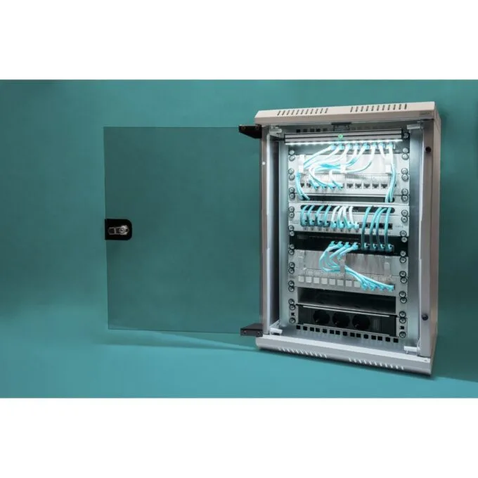 DIGITUS 254 mm (10") and 482.6 mm (19") Kombi Wall-Mount Cabinet - 10U, Grey Steel, Glass Front — image 11