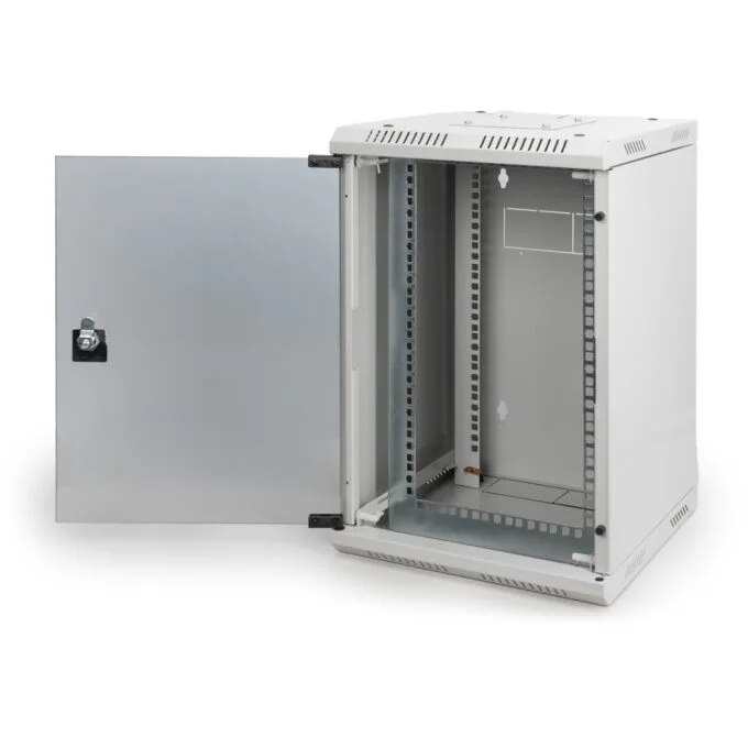 DIGITUS 254 mm (10") and 482.6 mm (19") Kombi Wall-Mount Cabinet - 10U, Grey Steel, Glass Front — image 8