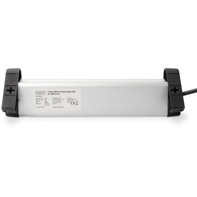 Digitus 4-Port Power Strip with 2 USB-A Ports and Switch - Black Silver — image 5
