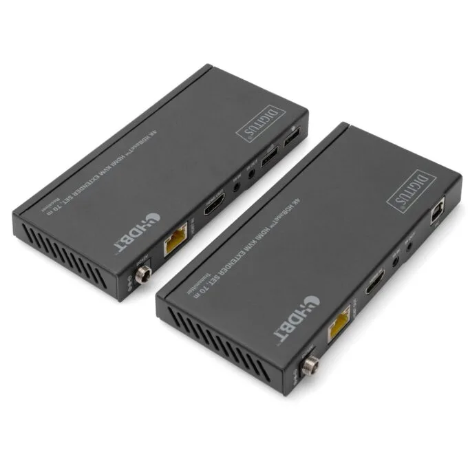 DIGITUS 4K HDBaseT 1x4 HDMI KVM Extender Set - 70 m - Black, Metal enclosure — image 3