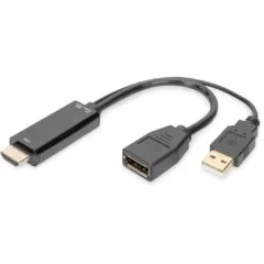 DIGITUS 4K HDMI to DisplayPort Adapter - 0.2m - Black
