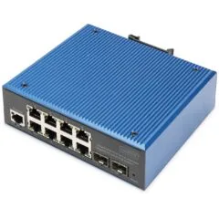 Digitus 8+2P Industrial Gigabit Ethernet PoE Switch L2 Managed - 8x Gigabit RJ-45 + 2x SFP, Metal chassis, -40 to 80°C
