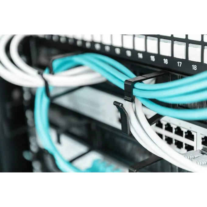 DIGITUS Cable Management Panel 1U 19 inch with Brush Entries - Black, Steel — image 3