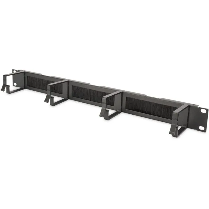 DIGITUS Cable Management Panel 1U 19 inch with Brush Entries - Black, Steel — image 1