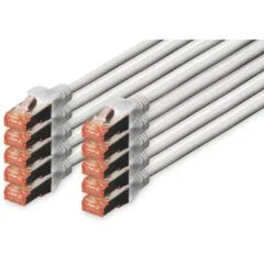 DIGITUS CAT 6 S/FTP Patch Cable - 0.25 m - Grey - 10-pack