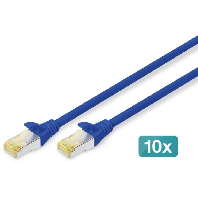 DIGITUS CAT 6A S FTP Patch Cable - 0.25 m Blue - 10 pcs — image 1