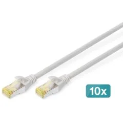 DIGITUS CAT 6A S FTP Patch Cable - 5 m - Grey - 10 pcs