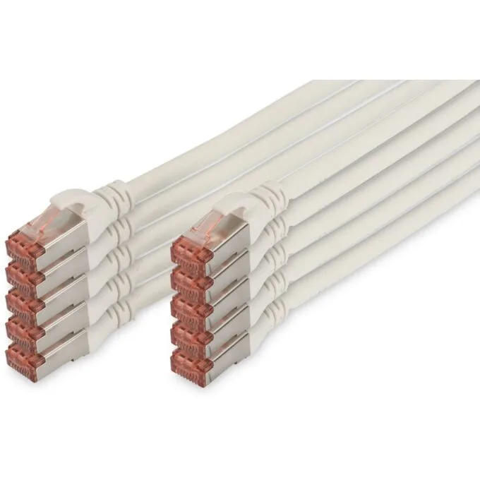 DIGITUS Cat6 S/FTP Patch Cable - White, 0.25 m, 10 pcs — image 1