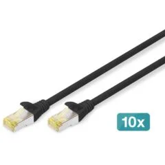 DIGITUS Cat6A S/FTP Patch Cable - 5 m - Black - Pack of 10