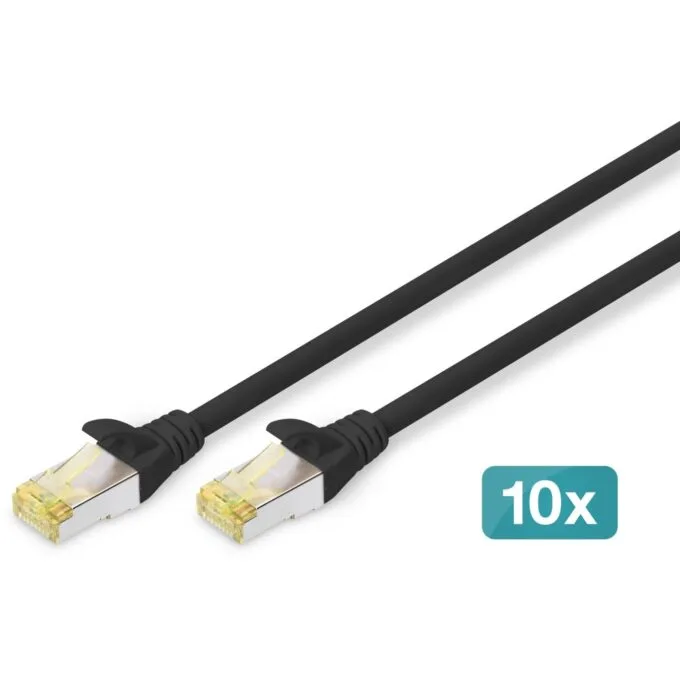DIGITUS Cat6A S/FTP Patch Cable - 5 m - Black - Pack of 10 — image 1