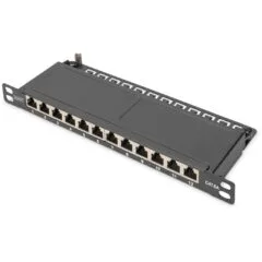 DIGITUS Cat.6A Shielded Slim Patch Panel - 0.5U - 12-Port