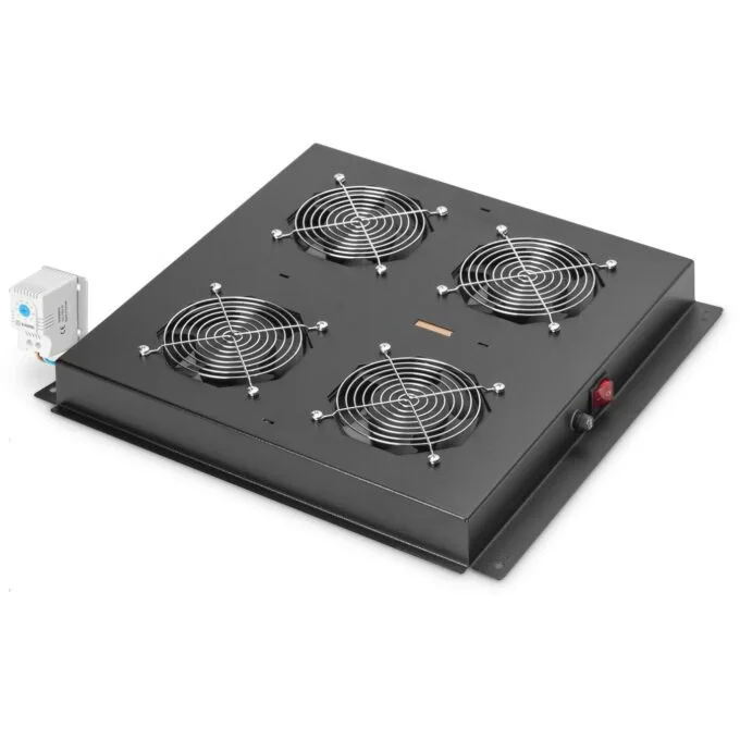 DIGITUS Dachlüftereinheit Unique Dynamic 4 Lüfter schw. - Rack cabinet roof fan unit - Black for 19" rack cabinets — image 1