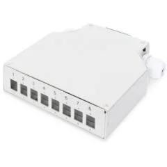 DIGITUS DIN Rail Splice Box for 8 LC/DX Couplers - White