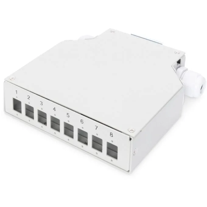 DIGITUS DIN Rail Splice Box for 8 LC/DX Couplers - White — image 1