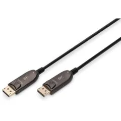 DIGITUS DisplayPort AOC Hybrid Fiber Optic Cable - DP 1.4 - 8K UHD, 10 m, Black, Male to Male