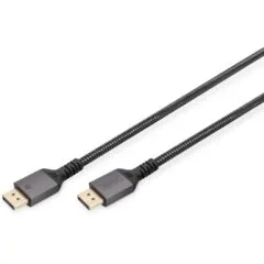 DIGITUS DisplayPort Cable 3m Aluminum 8K Black - DP 1.4, 8K@120 Hz, Gold contacts, Plug & Play