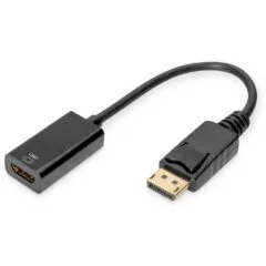 DIGITUS DisplayPort to HDMI Active Adapter - DPort - DP 1.2, 0.2 m, Black, Shielded