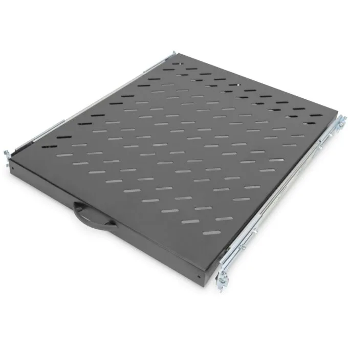 DIGITUS Extendible Shelf - Black - 1U, 483mm W x 570mm D — image 1