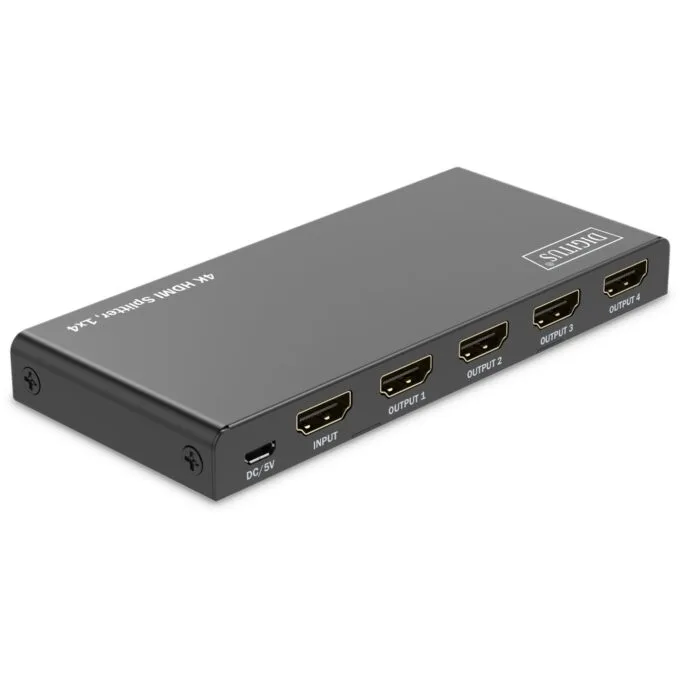 DIGITUS HDMI Splitter 1x4 4K 60Hz HDCP 2.3 EDID Control - Black, Metal — image 2