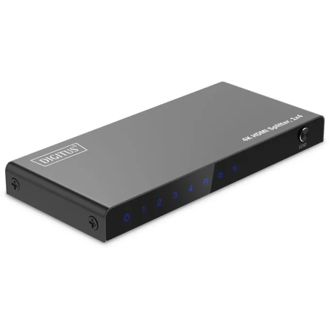 DIGITUS HDMI Splitter 1x4 4K 60Hz HDCP 2.3 EDID Control - Black, Metal — image 1