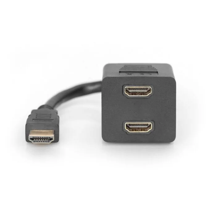 DIGITUS HDMI Y-Splitter Cable - 0.2 m - Black, Gold Contacts, 1x HDMI A Male to 2x HDMI A Female — image 2