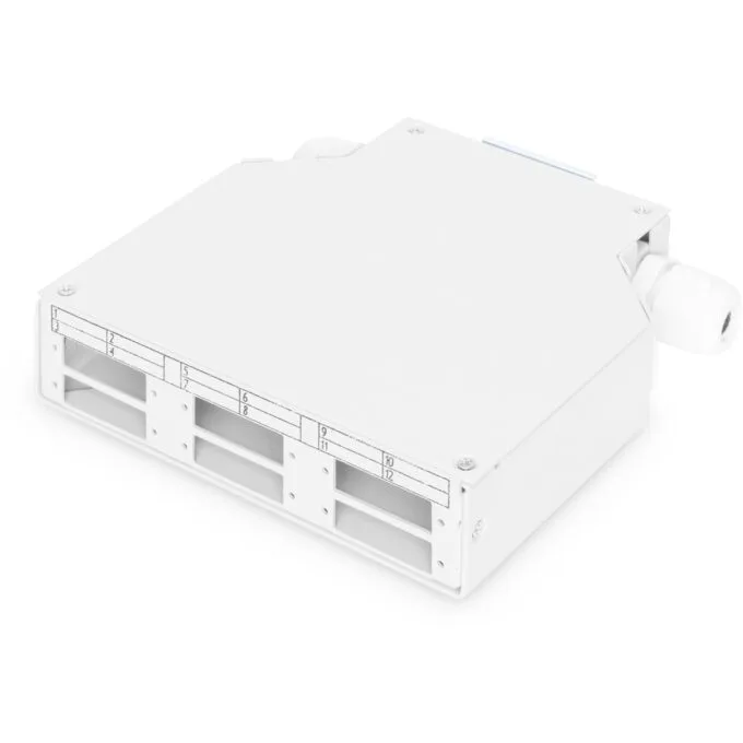 DIGITUS LWL DIN Rail Fiber Distribution Box - Grey - 6 SC connectors, 125 x 130 x 35 mm — image 1