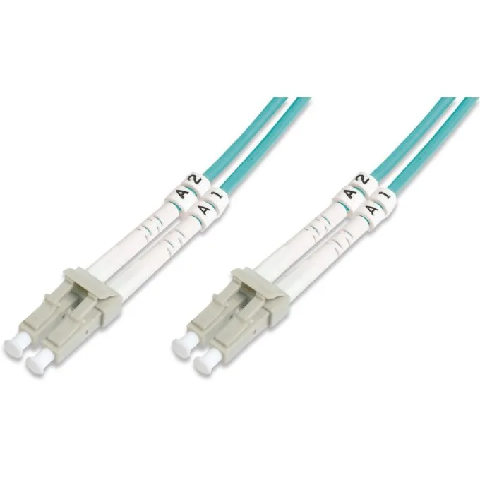 DIGITUS LWL Patchkabel LC to LC - 20 m OM3 Multimode Duplex Aqua — image 1