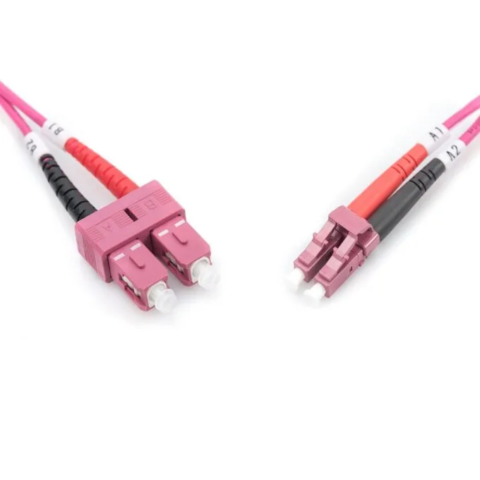 DIGITUS LWL Patchkabel LC - to SC 10.00m Multimode Duplex OM4 - Violet — image 2