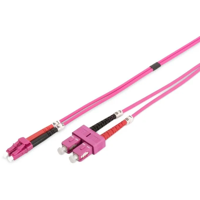 DIGITUS LWL Patchkabel LC - to SC 10.00m Multimode Duplex OM4 - Violet — image 1