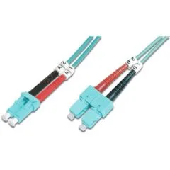 Digitus LWL Patchkabel LC to SC - 5 m - OM3 Duplex Aqua I-VH