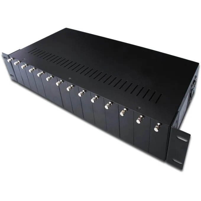 DIGITUS Media Converter Chassis 2HE 14-Slot - Black - Rack-Mount 2U Chassis — image 1