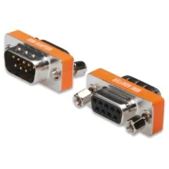 DIGITUS Mini Null-Modem Adapter - D-Sub9 M/F - Orange/Silver
