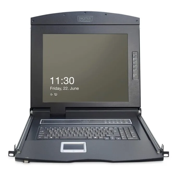 DIGITUS Modular Console 17" TFT - 17TFT.1-Port - Black, German Keyboard, 1-Port KVM & Touchpad — image 6