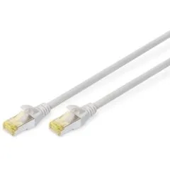 DIGITUS Patch Cable Cat6a SFTP 2xRJ45 15.0m gray - Shielded, lever protection, poly bag