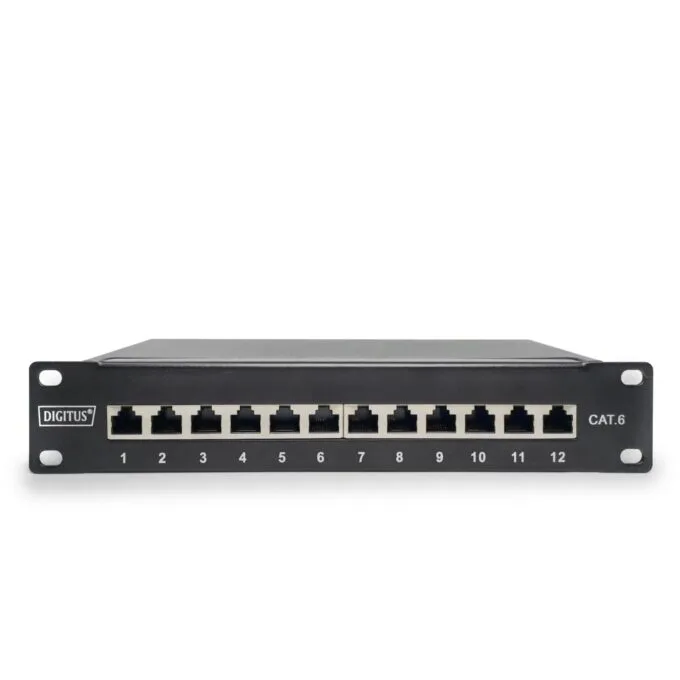 DIGITUS Patch Panel 1U 12-Port Cat6 Class E Shielded - Black — image 3