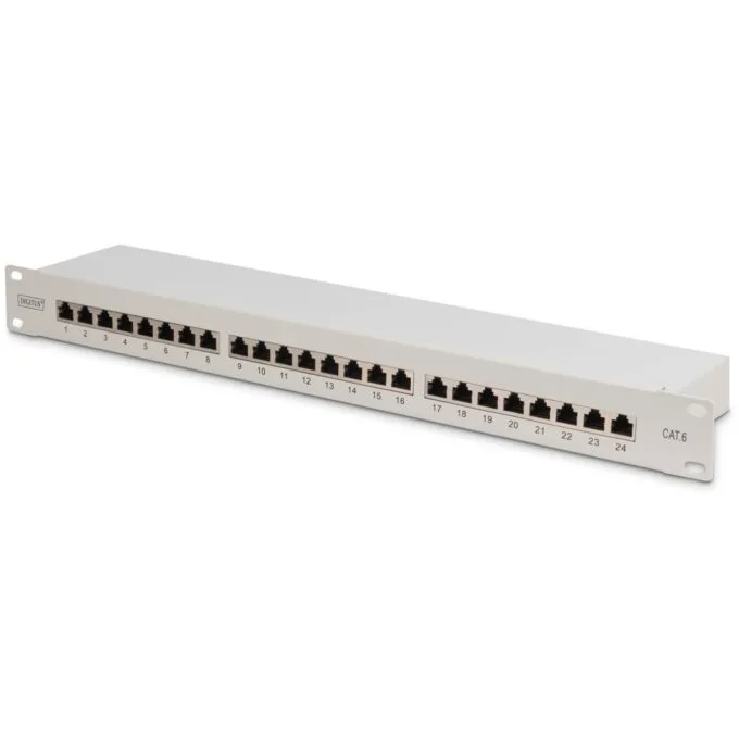 DIGITUS Patch Panel 1U 24-Port Cat6 Shielded Gray — image 1