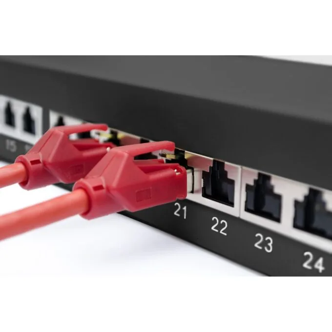 DIGITUS Patchpanel 1HE 24-Port Cat6a Shielded Black - 1U Rack-Mount RJ-45 Patch Panel — image 3