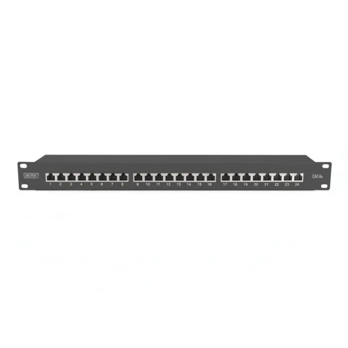DIGITUS Patchpanel 1HE 24-Port Cat6a Shielded Black - 1U Rack-Mount RJ-45 Patch Panel — image 4
