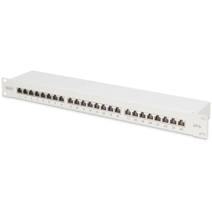 DIGITUS Patchpanel 1U 24-Port Cat6a Shielded Light Grey — image 1